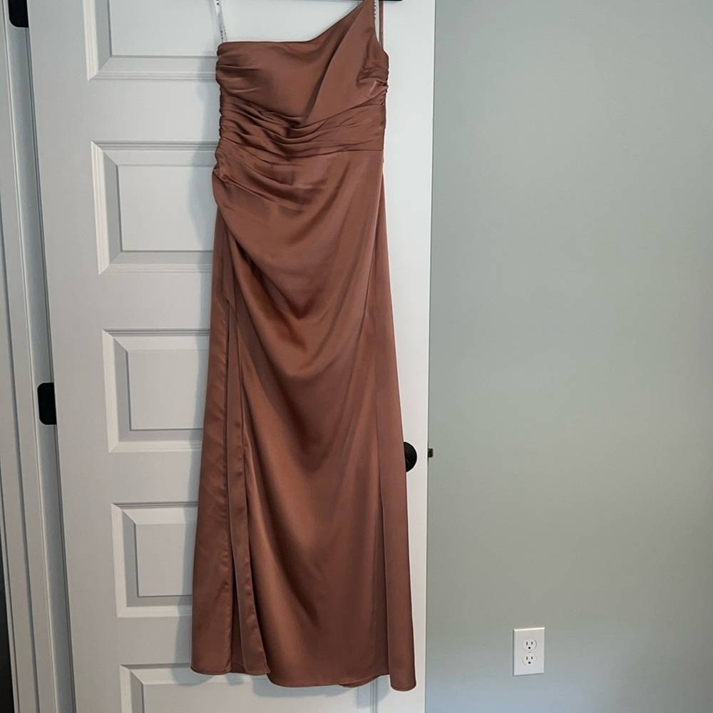 Azazie Eren Satin dress, size 4, bronze